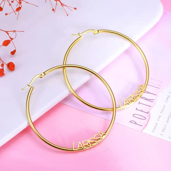 Personalized Name Hoop Earrings Belbren Earrings
