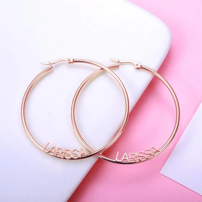 Personalized Name Hoop Earrings Belbren Earrings