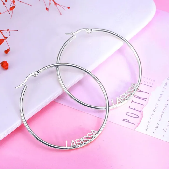 Personalized Name Hoop Earrings Belbren Earrings