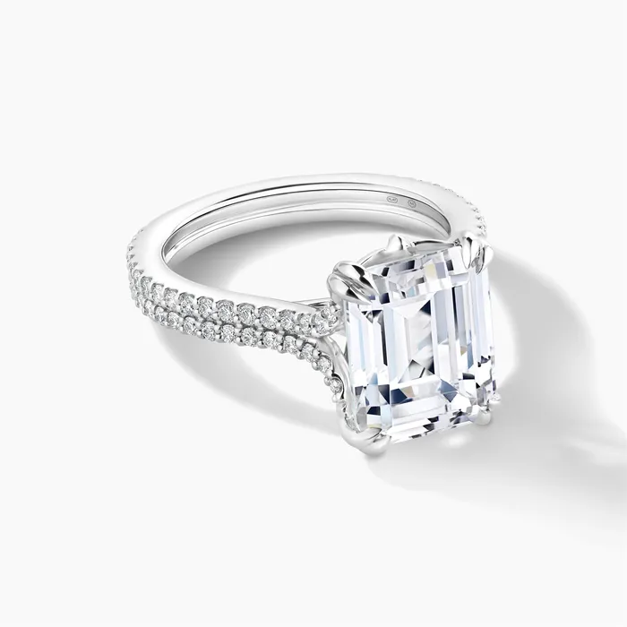 Platinum Diamond Semimount Ring 2Row Cathedral Emerald Cut Center Engagement Collections Rings Platinum Diamond Semimount Ring 2Row Cathedral Emerald Cut Center Engagement Collections Rings