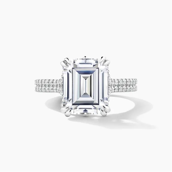 Platinum Diamond Semimount Ring 2Row Cathedral Emerald Cut Center Engagement Collections Rings Platinum Diamond Semimount Ring 2Row Cathedral Emerald Cut Center Engagement Collections Rings