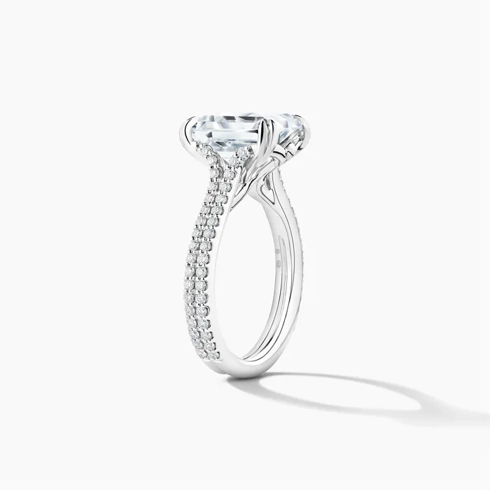 Platinum Diamond Semimount Ring 2Row Cathedral Emerald Cut Center Engagement Collections Rings Platinum Diamond Semimount Ring 2Row Cathedral Emerald Cut Center Engagement Collections Rings