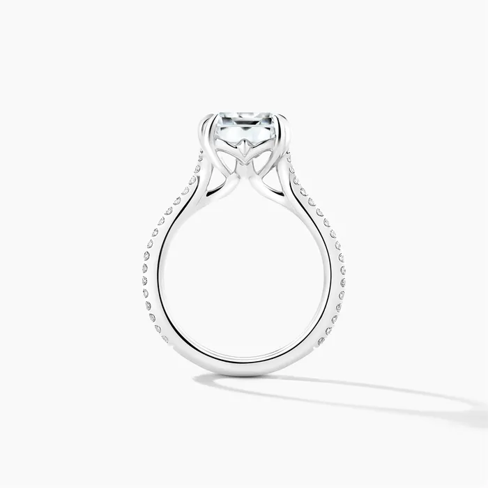 Platinum Diamond Semimount Ring 2Row Cathedral Emerald Cut Center Engagement Collections Rings Platinum Diamond Semimount Ring 2Row Cathedral Emerald Cut Center Engagement Collections Rings
