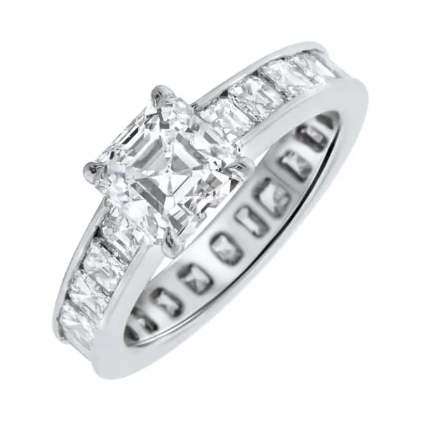 Platinum Engagement Ring With Center Diamond 203ct D Si2 Asscher Cut ENG1715000 Diamond Source NYC Rings