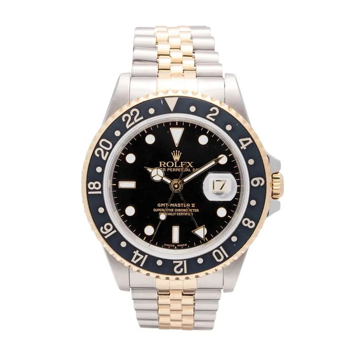 Preowned Rolex Bracelets Rolex GMTMaster II SSYG Black Dial Jubilee Bracelet 40mm Automatic Preowned Preowned Rolex Bracelets Rolex GMTMaster II SSYG Black Dial Jubilee Bracelet 40mm Automatic Preowned