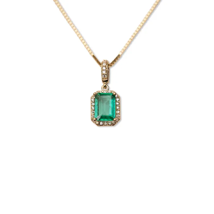 RG Necklaces 14k Emerald Diamond Necklace