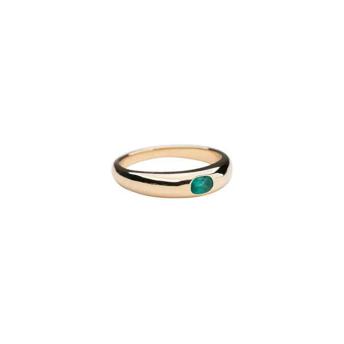 RG Rings 14k Gold Thin Emerald Dome Ring
