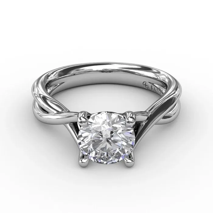 Rings 14K White Gold Solitaire Ring Crossover Shank Fana