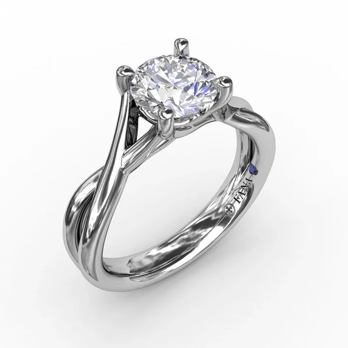 Rings 14K White Gold Solitaire Ring Crossover Shank Fana