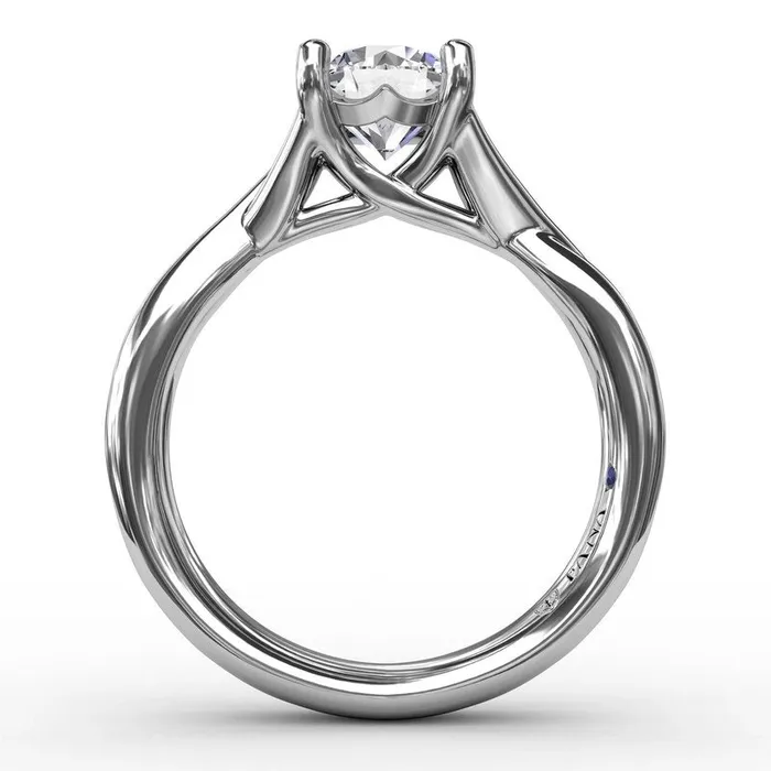 Rings 14K White Gold Solitaire Ring Crossover Shank Fana