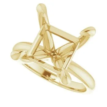 Rings 14K Yellow Gold Solitaire Ring for Square Engagement Collections
