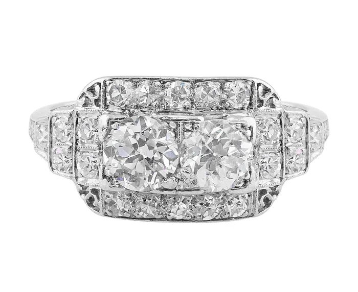 Rings CJ Charles Jewelers Art Deco Platinum Diamond Ring