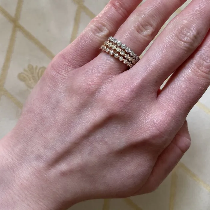 Rings Croghans 50ctw Diamond Bezel Milgrain 14K Yellow Gold Eternity Band
