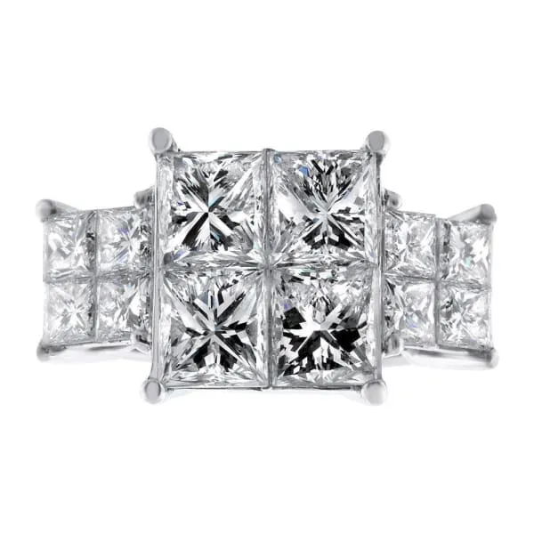 Rings Diamond Source NYC Diamond Cluster Engagement Ring Set in 14K White Gold 700ct tw Princess Cut Natural Diamonds Rings Diamond Source NYC Diamond Cluster Engagement Ring Set in 14K White Gold 700ct tw Princess Cut Natural Diamonds
