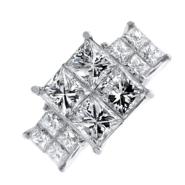 Rings Diamond Source NYC Diamond Cluster Engagement Ring Set in 14K White Gold 700ct tw Princess Cut Natural Diamonds