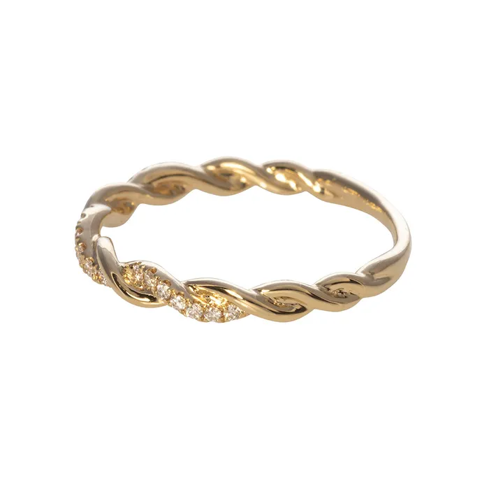 Rings Diamond Twist 14K Yellow Gold Stackable Band Croghans