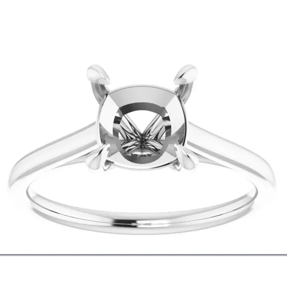 Rings Engagement Collections 14K White Gold 7x7 Cushion Solitaire Ring