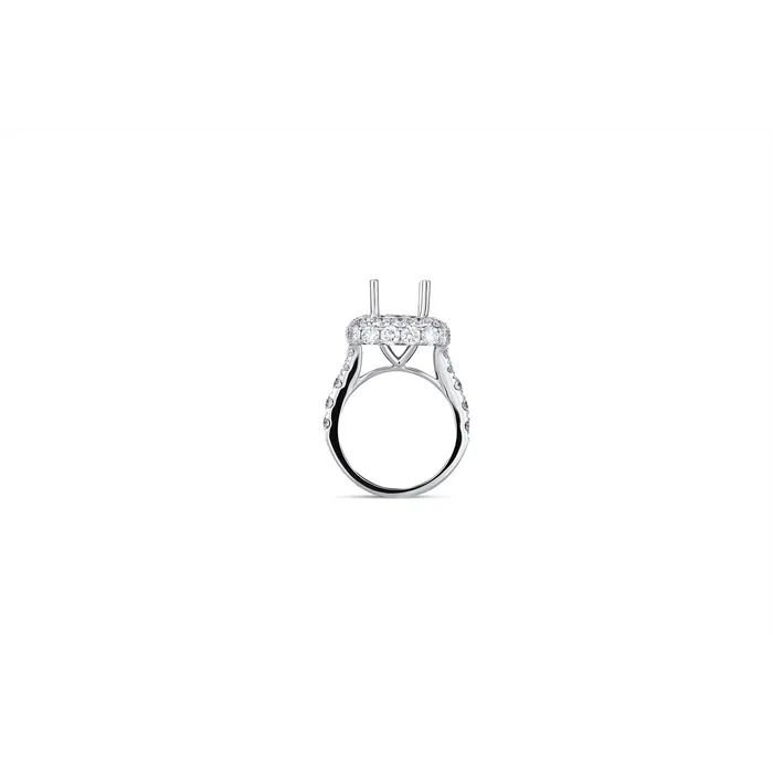 Rings Engagement Collections 14K White Gold Semi Mount Diamond Ring with Pave Square Halo Rings Engagement Collections 14K White Gold Semi Mount Diamond Ring with Pave Square Halo