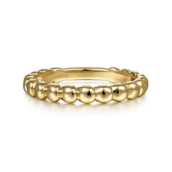 Rings Gabriel Co 14K Yellow Gold Beaded Band Ring