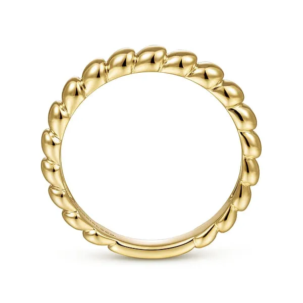 Rings Gabriel Co 14K Yellow Gold Beaded Band Ring