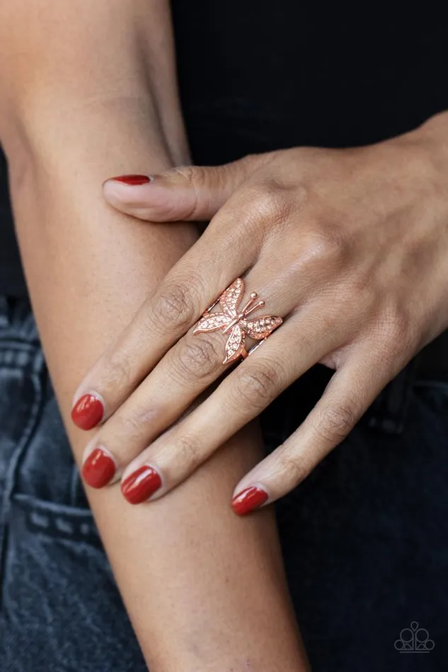 Rings Paparazzi Ring Blinged Out Butterfly Copper Paparazzi Jewelry