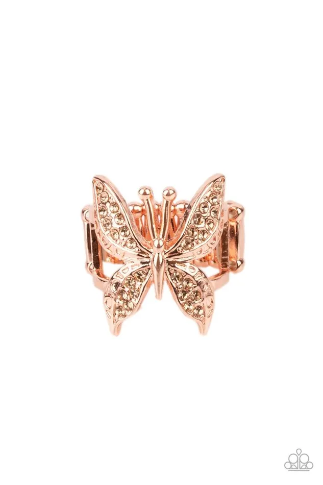 Rings Paparazzi Ring Blinged Out Butterfly Copper Paparazzi Jewelry Rings Paparazzi Ring Blinged Out Butterfly Copper Paparazzi Jewelry
