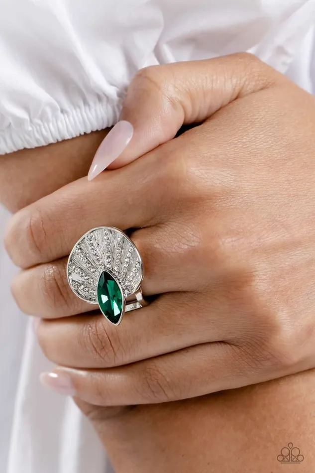 Rings Paparazzi Ring Fan Dance Dazzle Green Paparazzi Jewelry