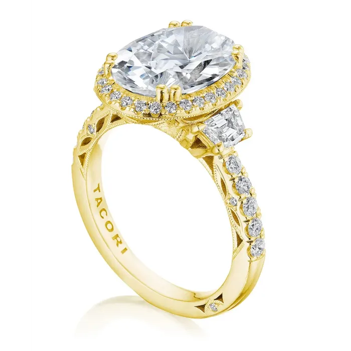 Rings Tacori 18K Yellow Gold Dantela Oval Bloom with Cadillac Side Semi Mount Diamond Ring Tacori Rings Tacori 18K Yellow Gold Dantela Oval Bloom with Cadillac Side Semi Mount Diamond Ring Tacori