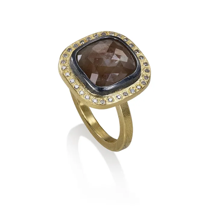 Rings Todd Reed Todd Reed Sterling Silver and 18K Yellow Gold Cushion Diamond Ring Halo Rings Todd Reed Todd Reed Sterling Silver and 18K Yellow Gold Cushion Diamond Ring Halo