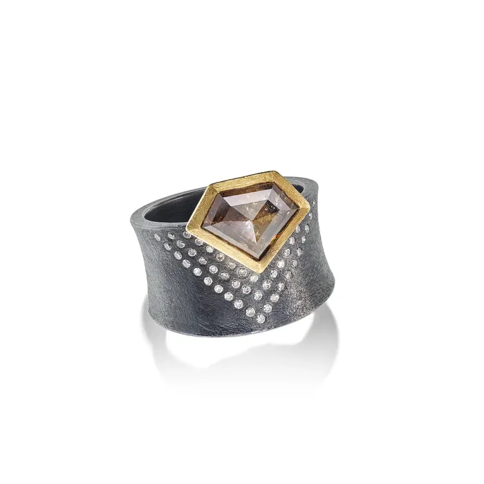 Rings Todd Reed Todd Reed Sterling Silver and 18K Yellow Gold Fancy Cut Diamond Ring with White Diamonds Rings Todd Reed Todd Reed Sterling Silver and 18K Yellow Gold Fancy Cut Diamond Ring with White Diamonds