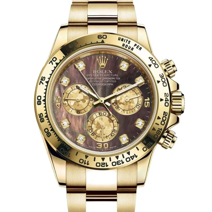 Rolex Bracelets Rolex Cosmograph Daytona 40mm Ref 1165080011 Black mother of Pearl Diamond Dial 18K Yellow Gold Oyster Bracelet Mens Watch