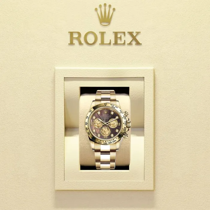 Rolex Bracelets Rolex Cosmograph Daytona 40mm Ref 1165080011 Black mother of Pearl Diamond Dial 18K Yellow Gold Oyster Bracelet Mens Watch