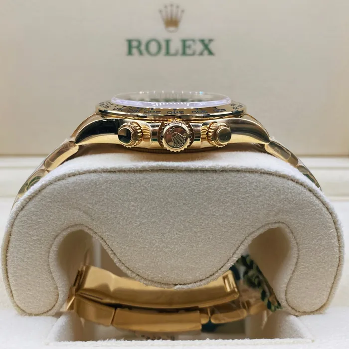 Rolex Cosmograph Daytona 40mm Ref 1165080013 Green Index Dial with Red Accents 18K Yellow Gold Oyster Bracelet Mens Watch Rolex Bracelets