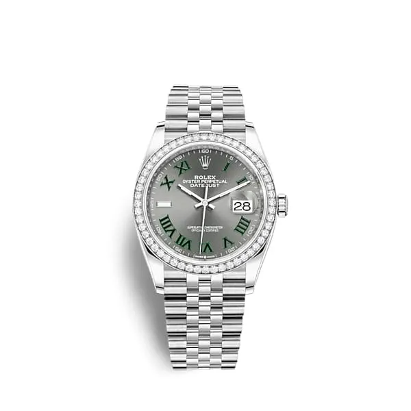 Rolex Datejust 36mm Ref 126284rbr0037 Slate Grey Wimbledon Roman Dial Diamond Bezel Stainless Steel Jubilee Bracelet Watch Rolex Bracelets Rolex Datejust 36mm Ref 126284rbr0037 Slate Grey Wimbledon Roman Dial Diamond Bezel Stainless Steel Jubilee Bracelet Watch Rolex Bracelets