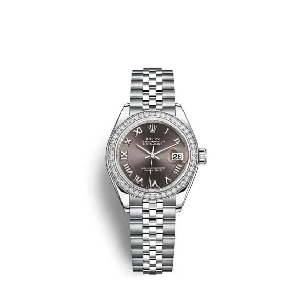 Rolex LadyDatejust 28mm Ref 279384rbr0015 Dark Grey Roman Dial Diamond Bezel Stainless Steel Jubilee Bracelet Womens Watch Rolex Bracelets Rolex LadyDatejust 28mm Ref 279384rbr0015 Dark Grey Roman Dial Diamond Bezel Stainless Steel Jubilee Bracelet Womens Watch Rolex Bracelets
