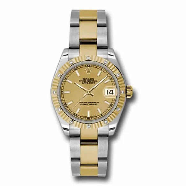 Rolex Rolex Datejust 31mm Ref 178313 chio Champagne Stick Dial Diamond Bezel Two Tone Stainless Steel 18K Yellow Gold Oyster Bracelet Womens Watch Bracelets Rolex Rolex Datejust 31mm Ref 178313 chio Champagne Stick Dial Diamond Bezel Two Tone Stainless Steel 18K Yellow Gold Oyster Bracelet Womens Watch Bracelets