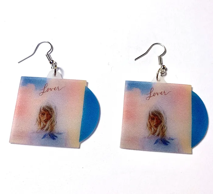 Sam Makes Things Taylor Swift Lover Vinyl Album Handmade Earrings Earrings