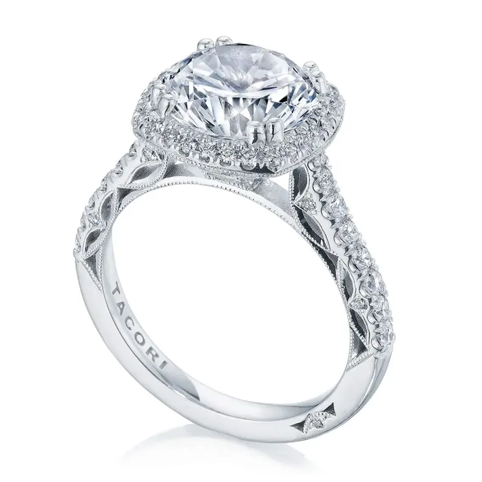 Tacori Rings Tacori 18K White Gold Dantela Cushion Bloom Semi Mount Diamond Ring Tacori Rings Tacori 18K White Gold Dantela Cushion Bloom Semi Mount Diamond Ring