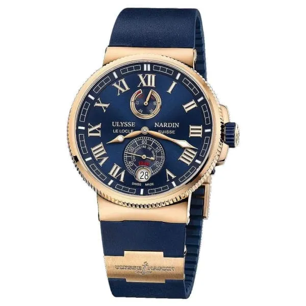 Ulysse Nardin Chronometer Marine 43mm Watch Ref 1186126343 Blue Roman Dial in 18K Rose Gold Case 18K Rose Gold Blue Rubber Strap Ulysse Nardin PreStyled Sets Ulysse Nardin Chronometer Marine 43mm Watch Ref 1186126343 Blue Roman Dial in 18K Rose Gold Case 18K Rose Gold Blue Rubber Strap Ulysse Nardin PreStyled Sets