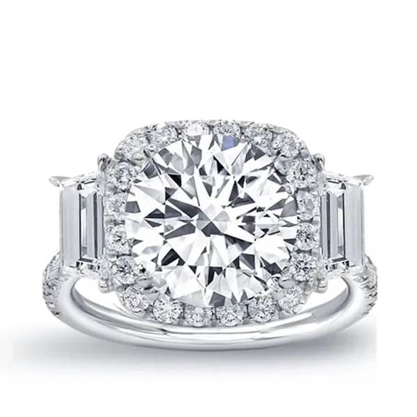 Unique Halo Diamond Engagement Ring Set in 18K White Gold 430ct tw Round Brilliant Trapezoid Cut Clarity Enhanced Diamonds Diamond Source NYC Rings Unique Halo Diamond Engagement Ring Set in 18K White Gold 430ct tw Round Brilliant Trapezoid Cut Clarity Enhanced Diamonds Diamond Source NYC Rings