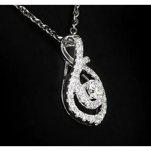 150 Carats Round Natural Earth Mined Diamond Twirl Style Pendant White Gold Jewelry GB Necklaces 150 Carats Round Natural Earth Mined Diamond Twirl Style Pendant White Gold Jewelry GB Necklaces