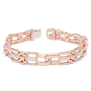 1 Carat Small Natural Earth Mined Diamonds Link Mens Bracelet 14K Rose Gold GB Bracelets 1 Carat Small Natural Earth Mined Diamonds Link Mens Bracelet 14K Rose Gold GB Bracelets