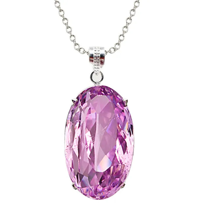 29 Ct Oval Cut Pink Kunzite Solitaire Necklace Pendant White Gold GB Necklaces 29 Ct Oval Cut Pink Kunzite Solitaire Necklace Pendant White Gold GB Necklaces