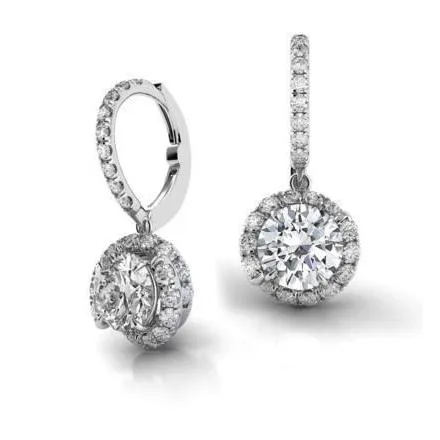 35 Carats Round GVs2 Natural Earth Mined Diamond Leverback Earring Pair White Gold 14K GB Earrings 35 Carats Round GVs2 Natural Earth Mined Diamond Leverback Earring Pair White Gold 14K GB Earrings