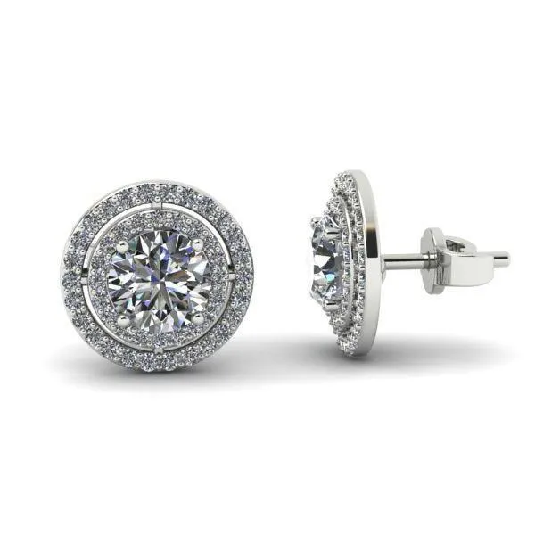 3 Carats Halo Round Cut Natural Earth Mined Diamonds Women Studs Earring White Gold GB Earrings 3 Carats Halo Round Cut Natural Earth Mined Diamonds Women Studs Earring White Gold GB Earrings