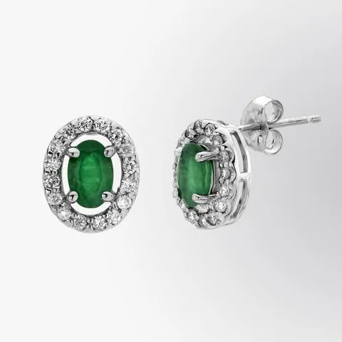 440 Ct Green Emerald With Halo Natural Earth Mined Diamond Stud Earrings GB Earrings 440 Ct Green Emerald With Halo Natural Earth Mined Diamond Stud Earrings GB Earrings