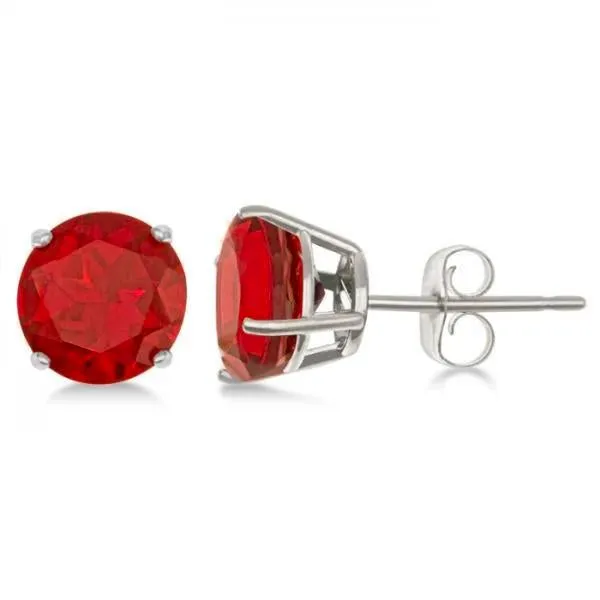 Big Solitaire Round Ruby Ladies Studs Earrings 6 Carats 14K White Gold GB Earrings Big Solitaire Round Ruby Ladies Studs Earrings 6 Carats 14K White Gold GB Earrings