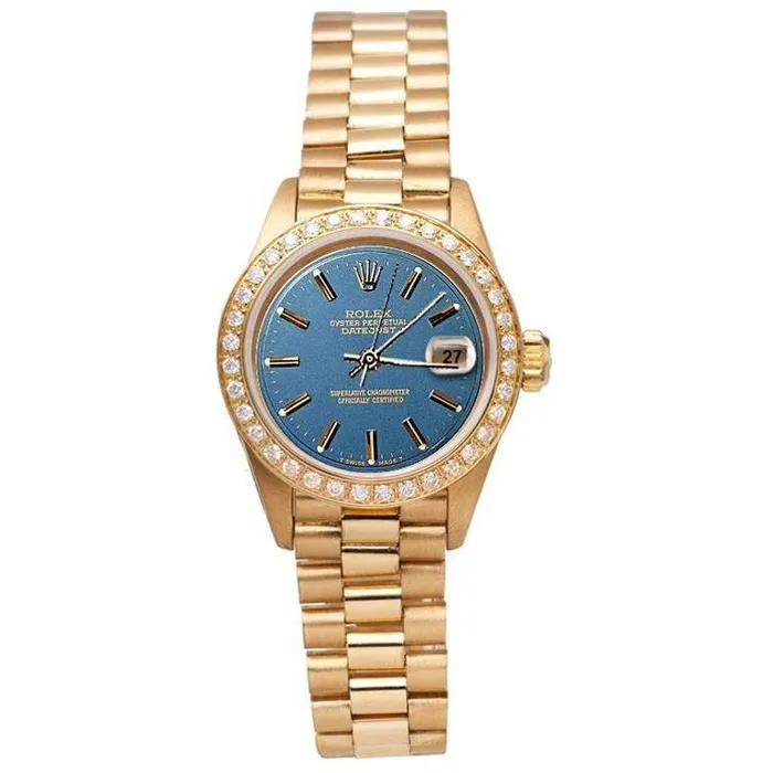 Blue Stick Dial Rolex Dj Watch Gold Presidential Diamond Bezel GB Watches Blue Stick Dial Rolex Dj Watch Gold Presidential Diamond Bezel GB Watches