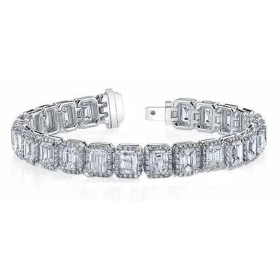 Bracelets GB 28 Carats Emerald And Real Natural Earth Mined Diamond Tennis Bracelet White Gold Jewelry Bracelets GB 28 Carats Emerald And Real Natural Earth Mined Diamond Tennis Bracelet White Gold Jewelry