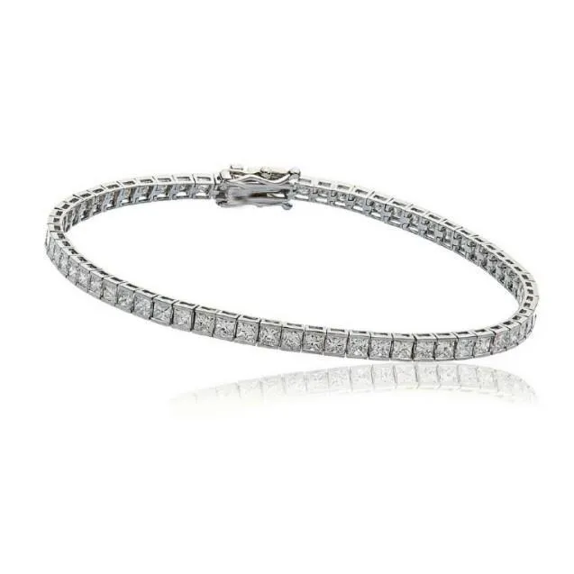 Bracelets GB 930 Ct Princess Cut Natural Earth Mined Diamonds Channel Set Tennis Bracelet WG 14K Bracelets GB 930 Ct Princess Cut Natural Earth Mined Diamonds Channel Set Tennis Bracelet WG 14K